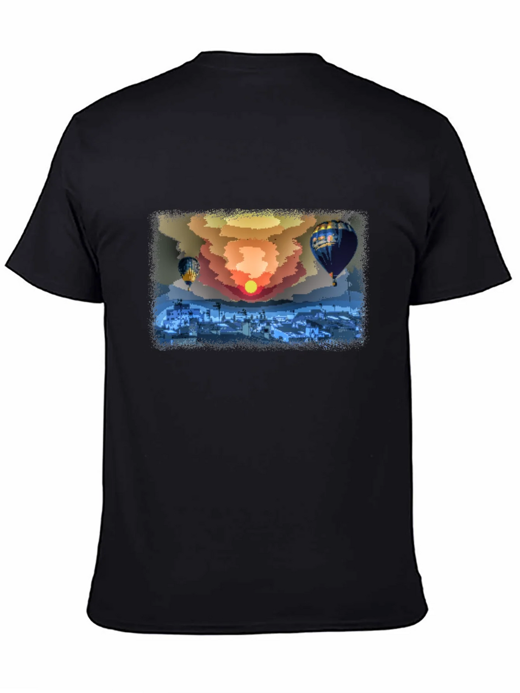 Hot Air Balloon Sunset Graphic Tee - Black Cotton Comfort product image 4