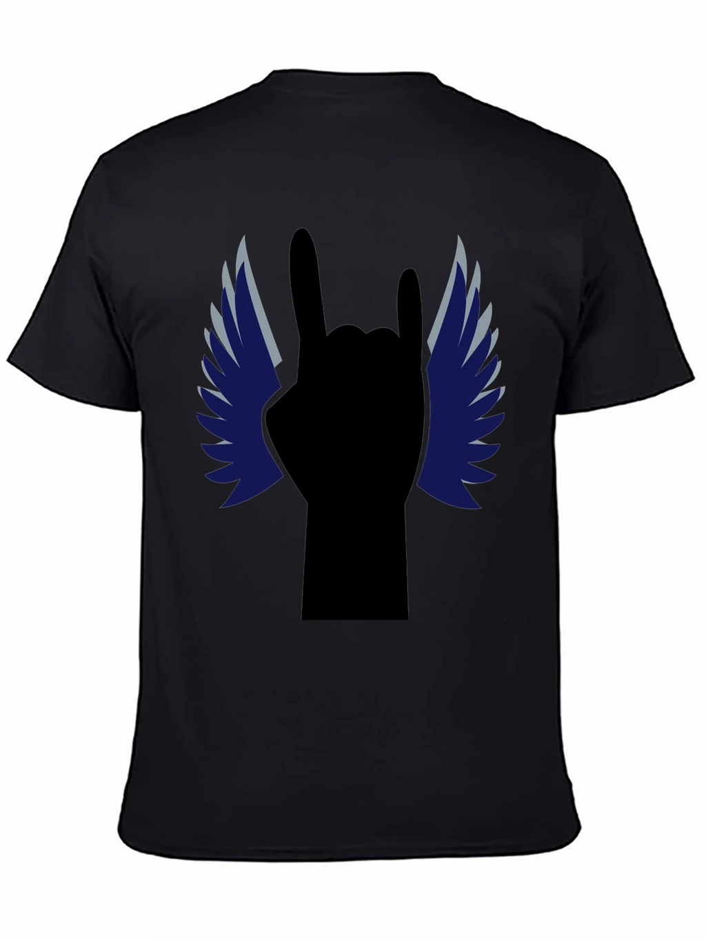 Rock On! Winged Hand Black T-Shirt product image 4