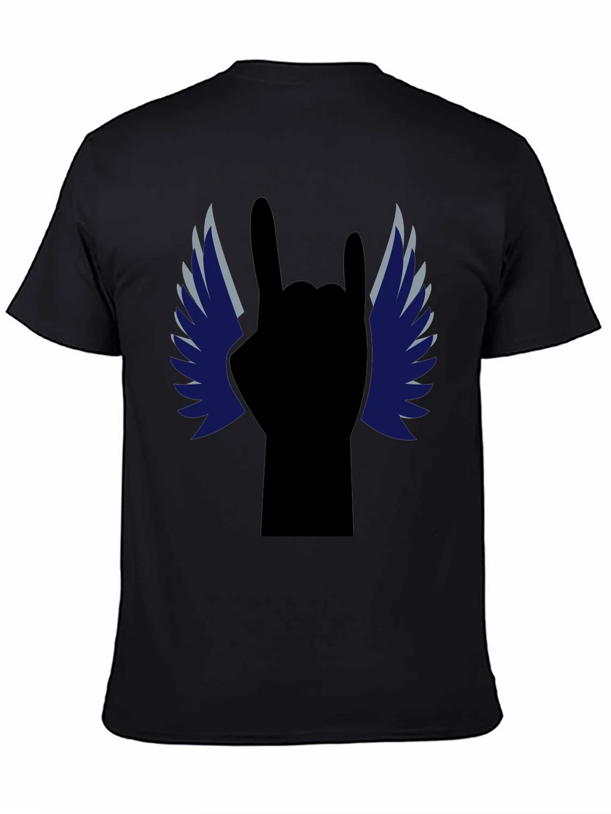 Rock On! Winged Hand Black T-Shirt product image 4