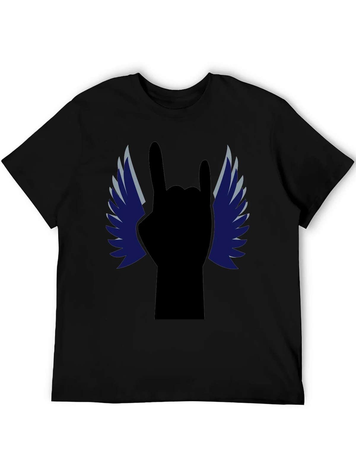 Rock On! Winged Hand Black T-Shirt product image 5