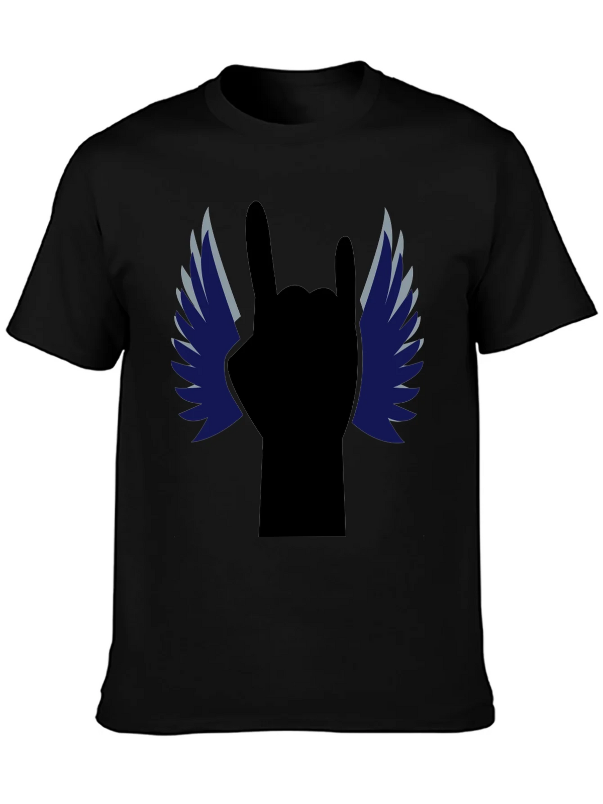 Rock On! Winged Hand Black T-Shirt product image 3