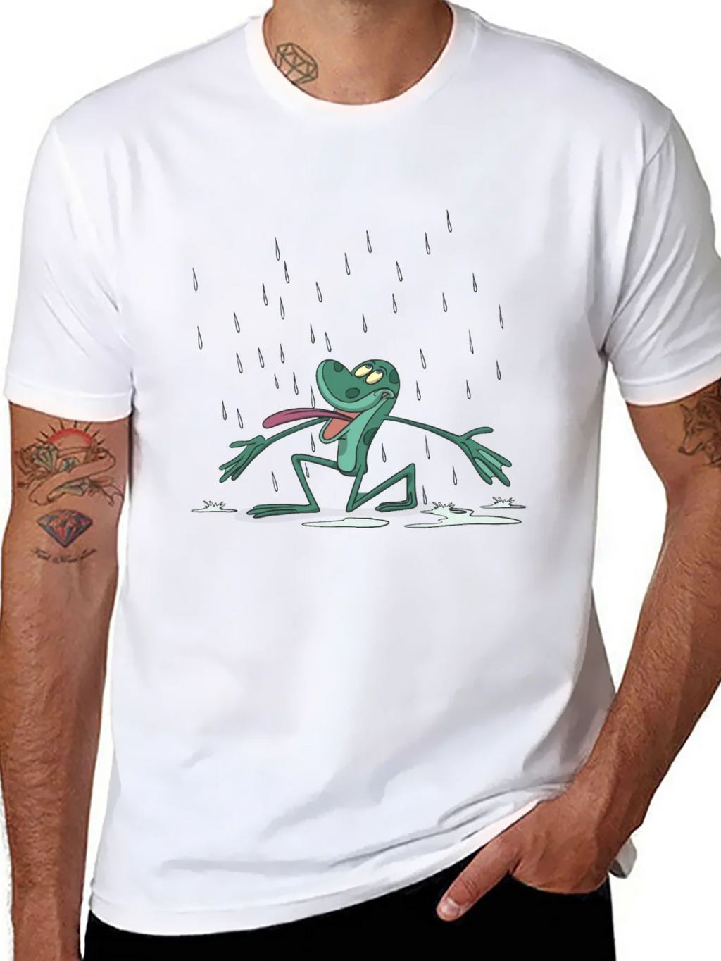 Frog in Rain Black T-Shirt product image 7