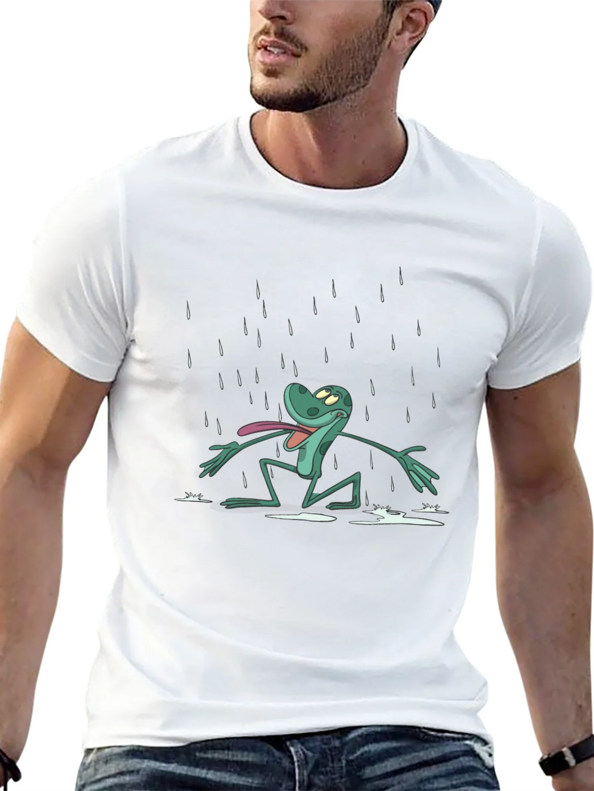 Frog in Rain Black T-Shirt product image 12