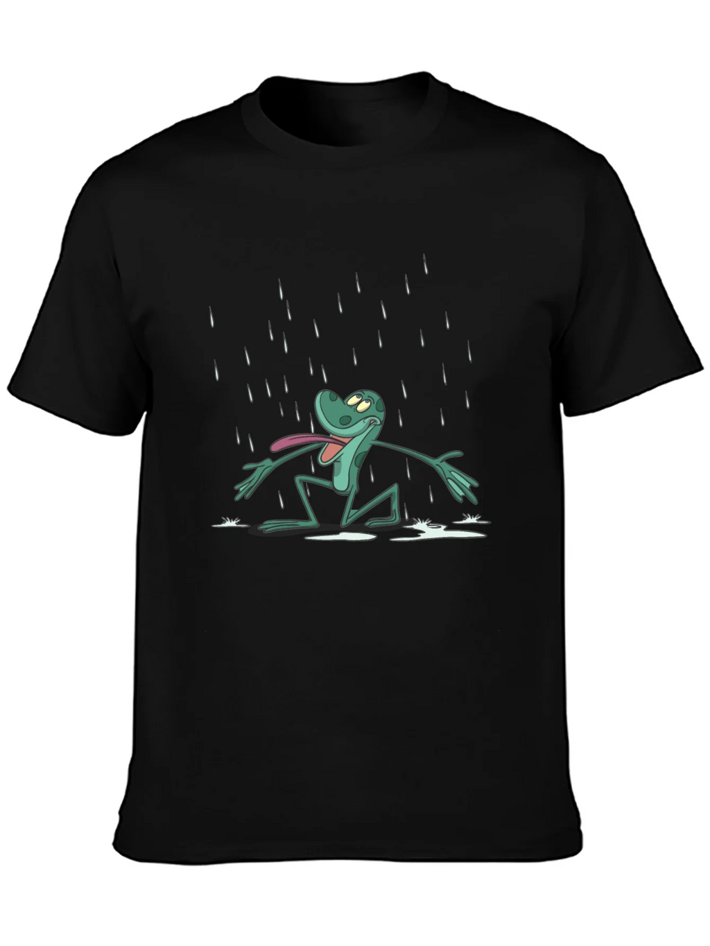 Frog in Rain Black T-Shirt product image 3