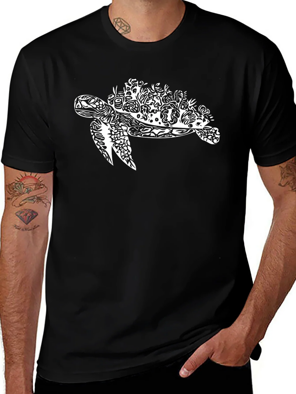 Sea Turtle Graphic Print Black T-Shirt product image 1