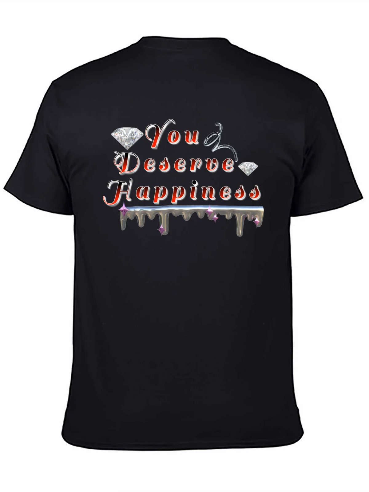 You Deserve Happiness Graphic Black T-Shirt product image 4