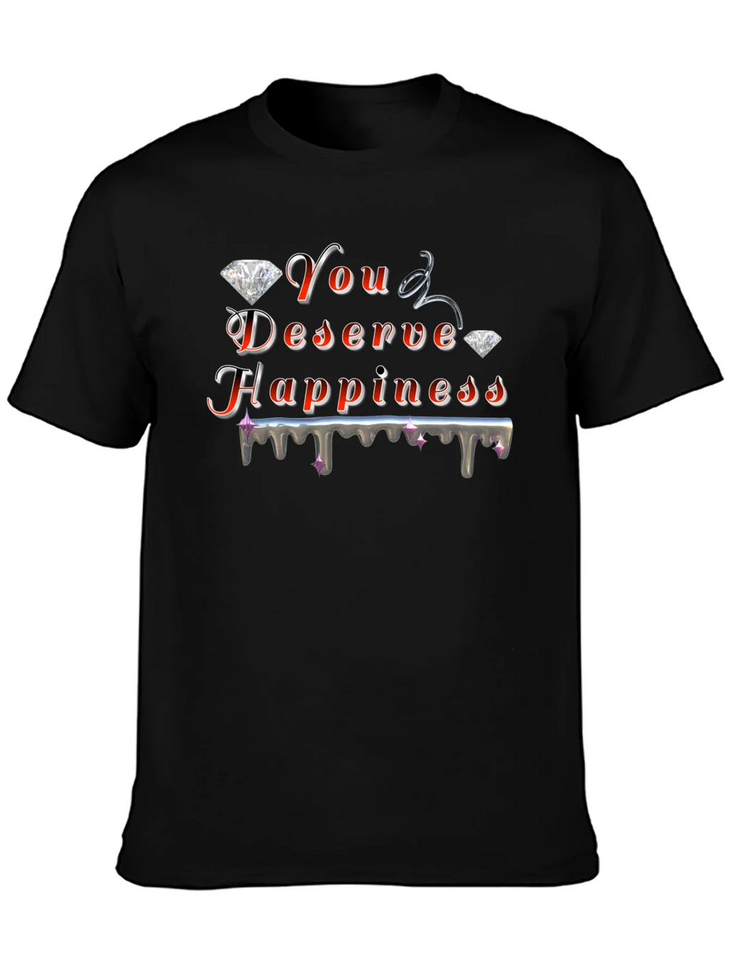 You Deserve Happiness Graphic Black T-Shirt product image 3