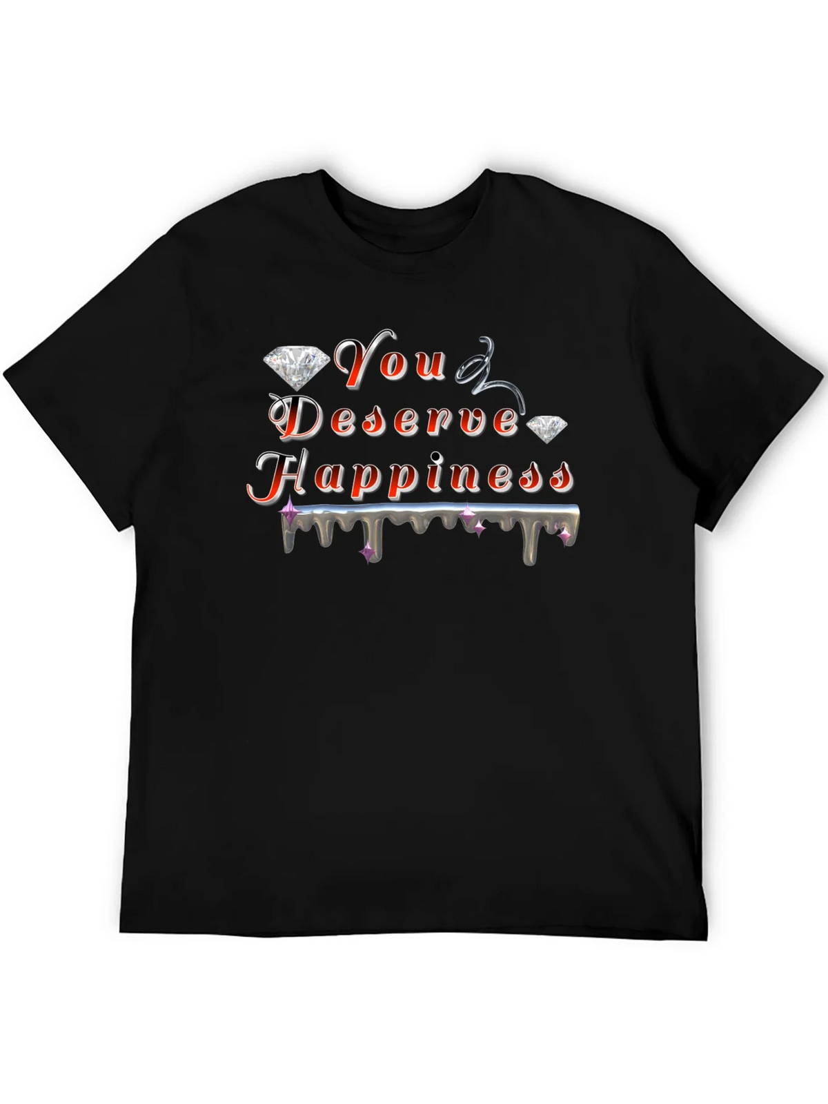 You Deserve Happiness Graphic Black T-Shirt product image 5