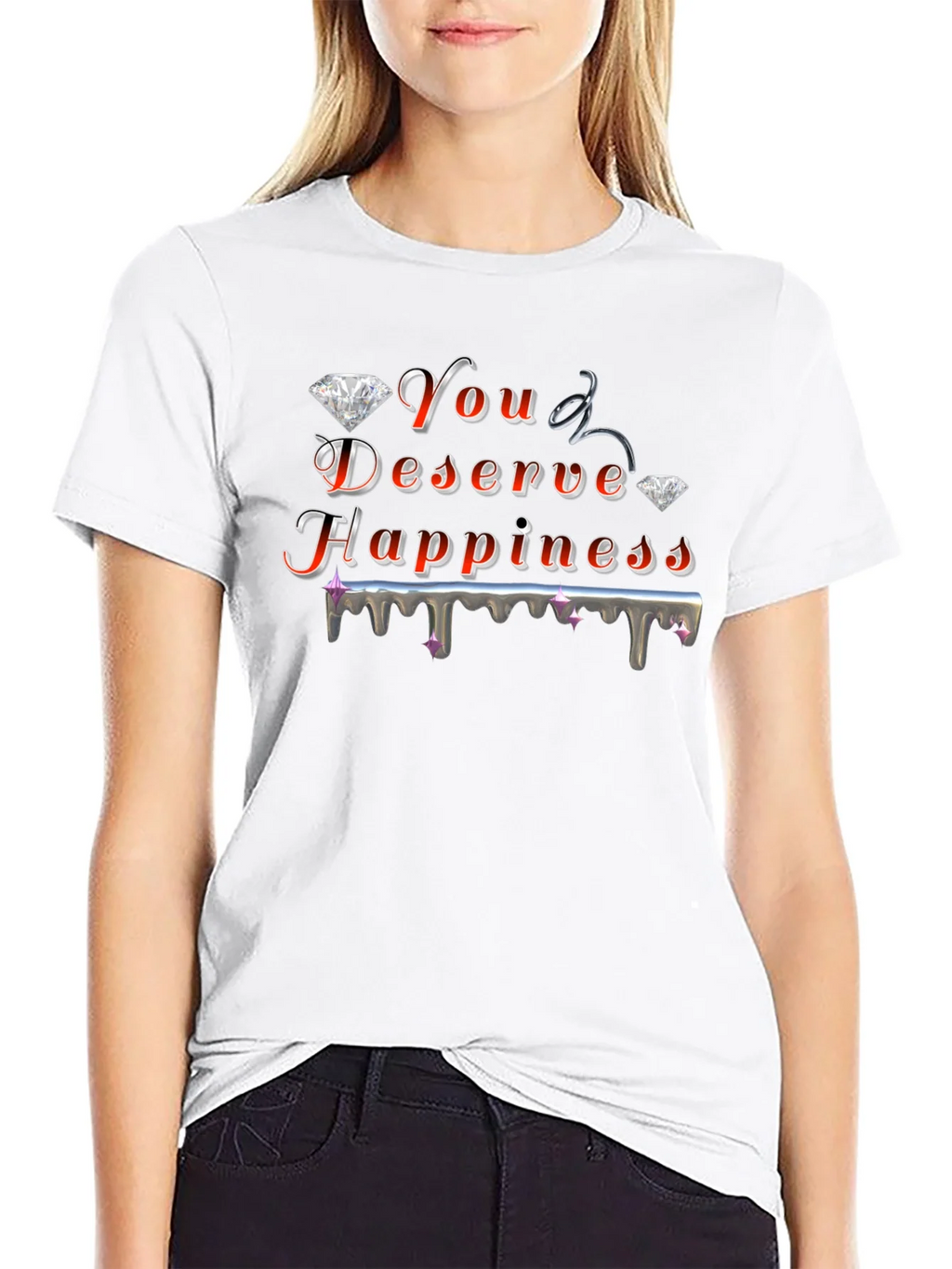 You Deserve Happiness Graphic Black T-Shirt product image 8