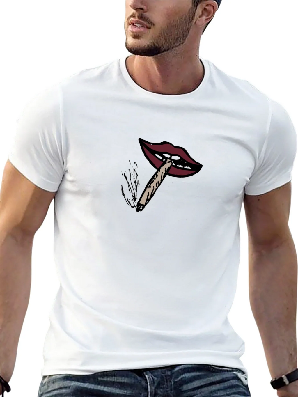 Lips Smoking Joint Graphic T-Shirt product image 12