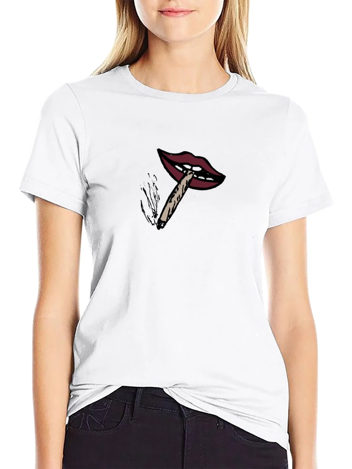 Lips Smoking Joint Graphic T-Shirt product image 8
