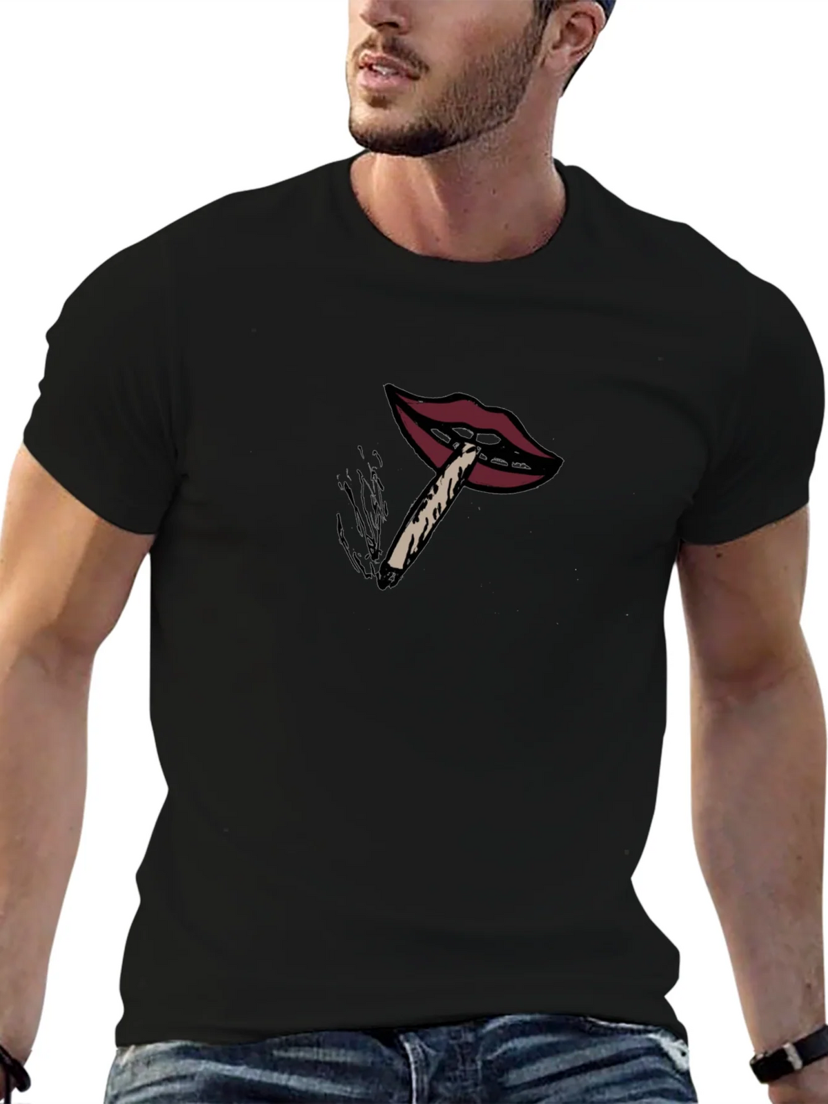 Lips Smoking Joint Graphic T-Shirt product image 6