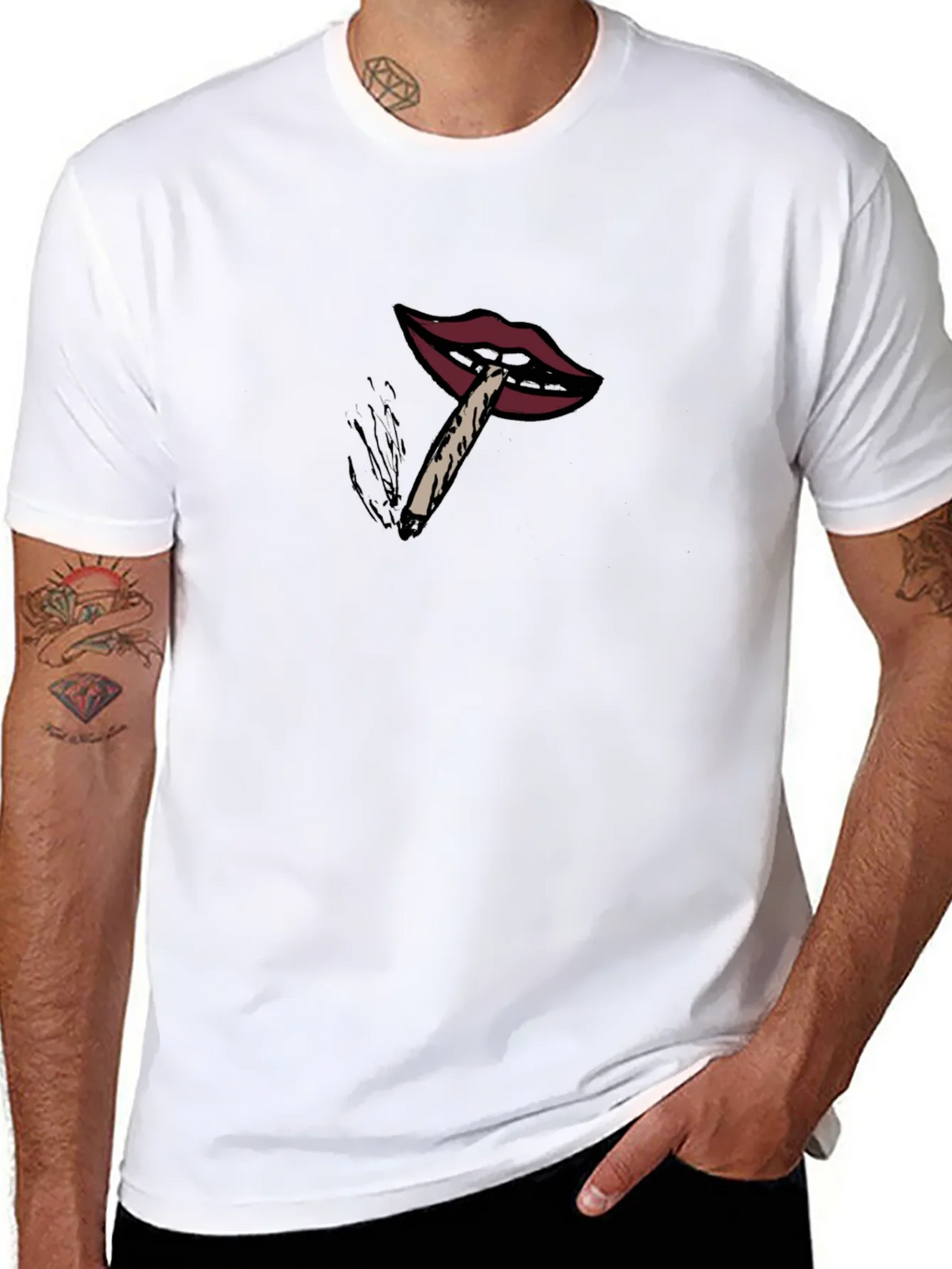 Lips Smoking Joint Graphic T-Shirt product image 7