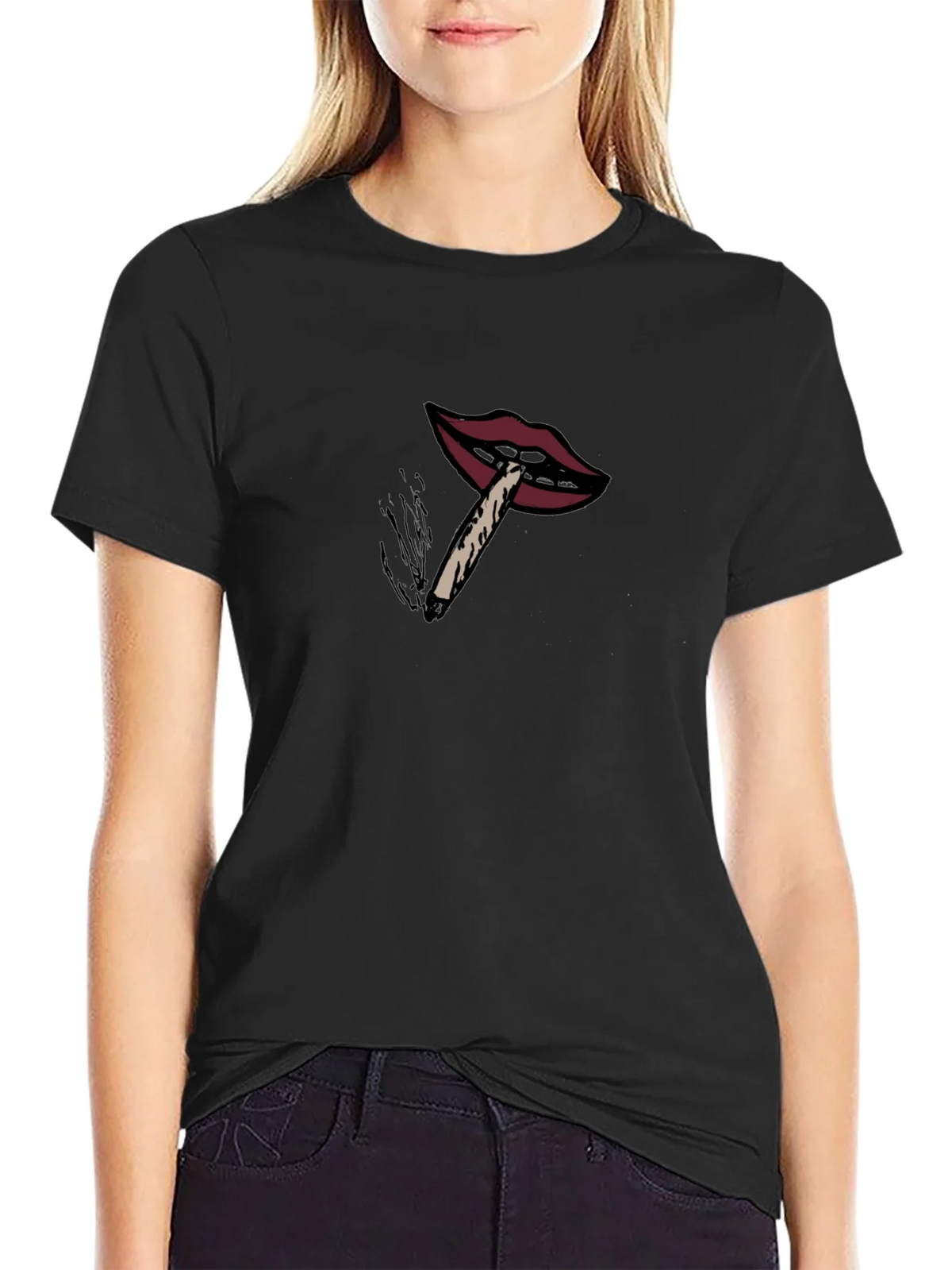 Lips Smoking Joint Graphic T-Shirt product image 2