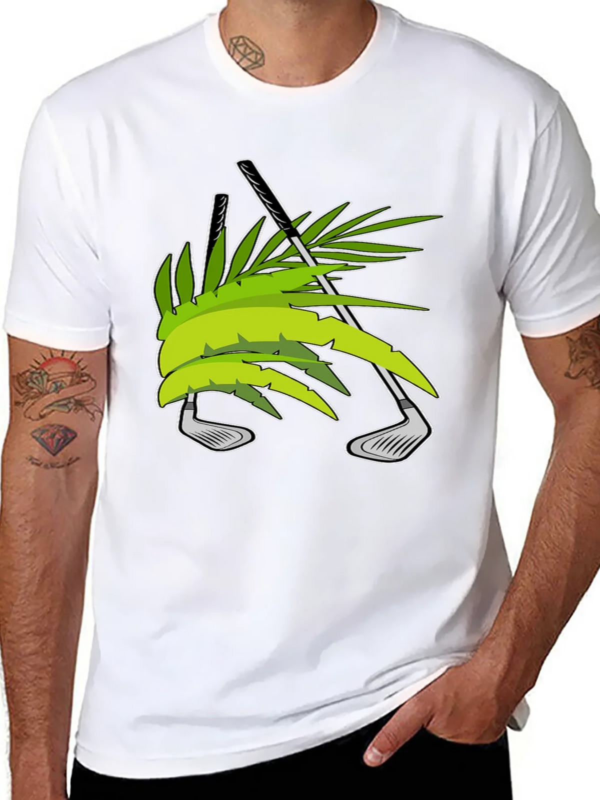 Tropical Golf T-Shirt - Palm & Clubs Design product image 7