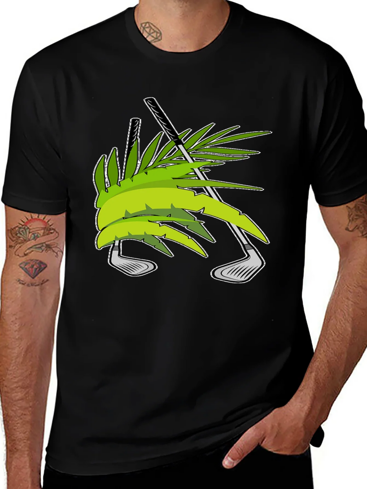 Tropical Golf T-Shirt - Palm & Clubs Design product image 1
