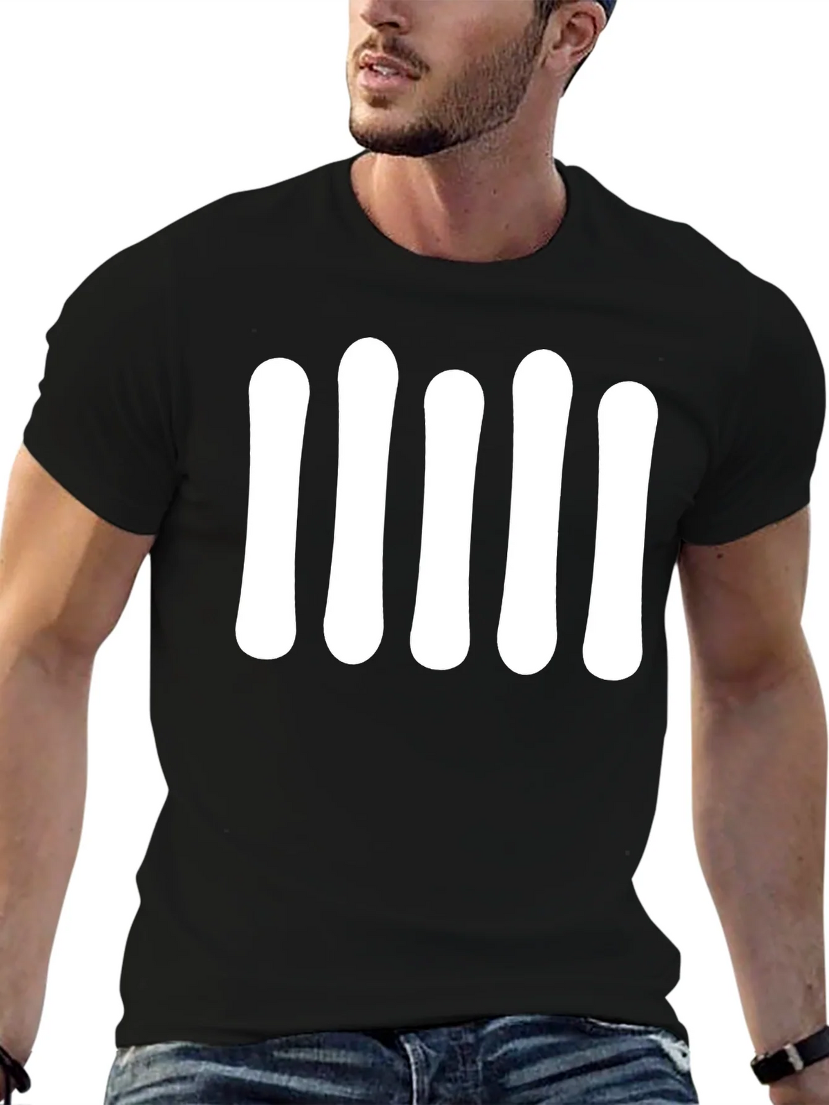 Black T-Shirt with Bold White Graphic product image 6