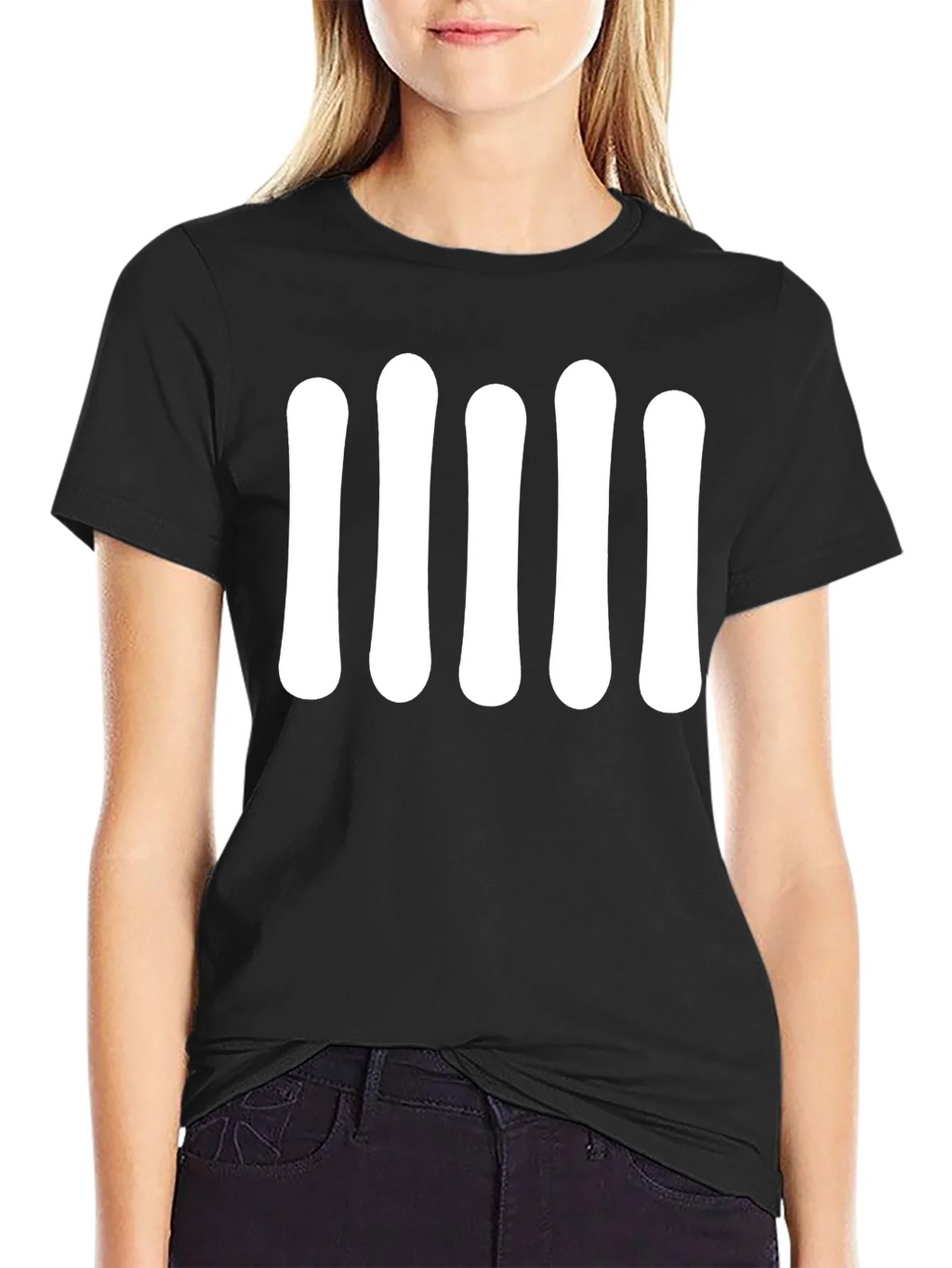 Black T-Shirt with Bold White Graphic product image 2