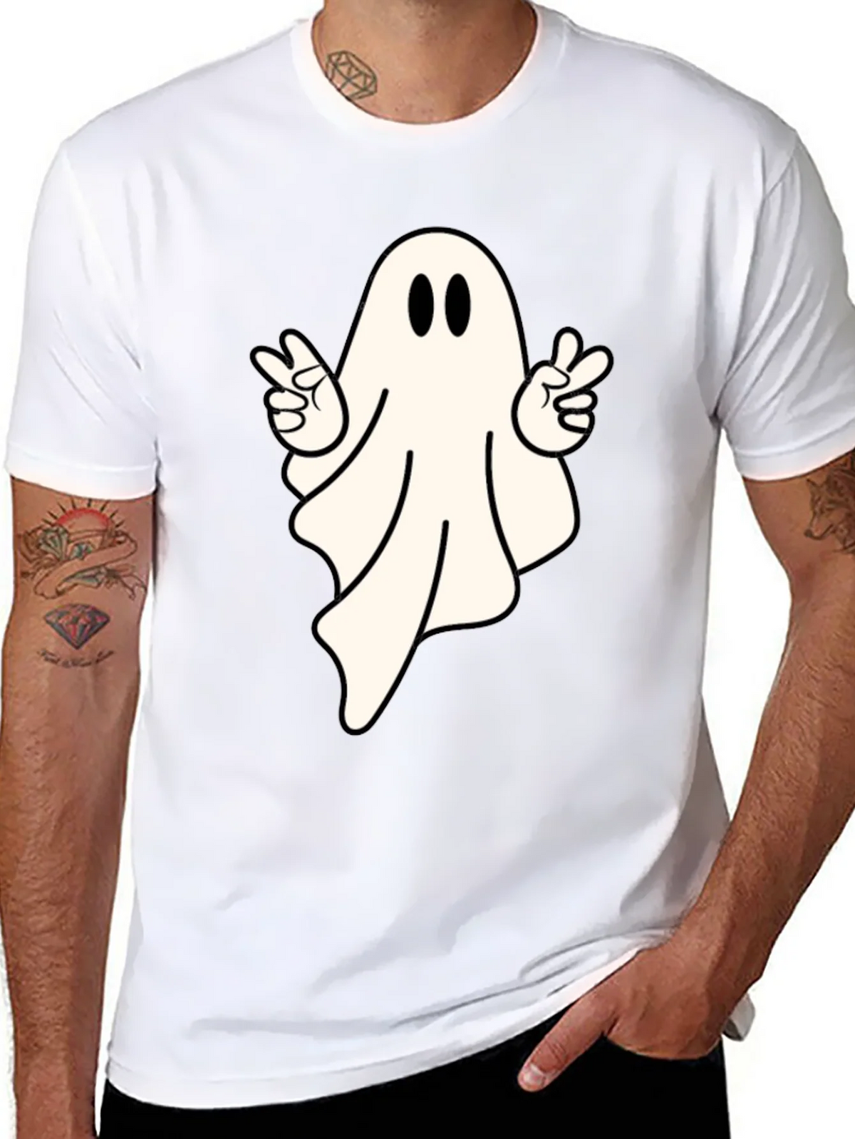 Cool Ghost Peace Sign T-Shirt - Spooky Season Apparel product image 7