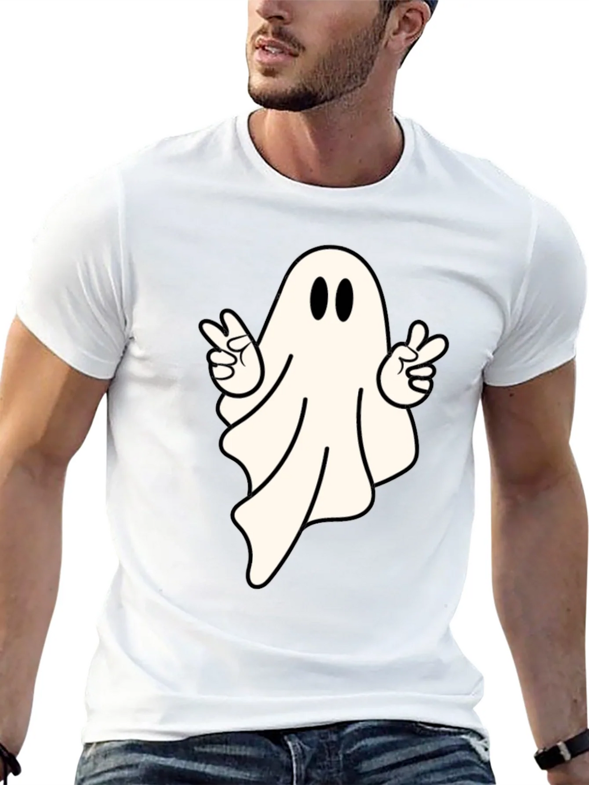 Cool Ghost Peace Sign T-Shirt - Spooky Season Apparel product image 12
