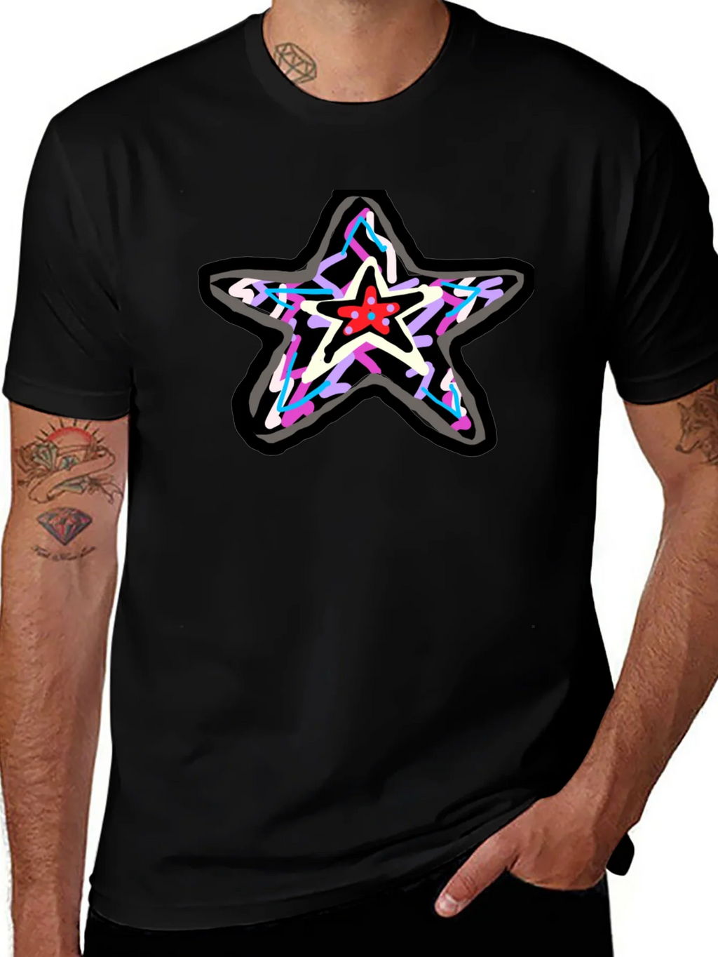 Star Graphic Print Black T-Shirt product image 1