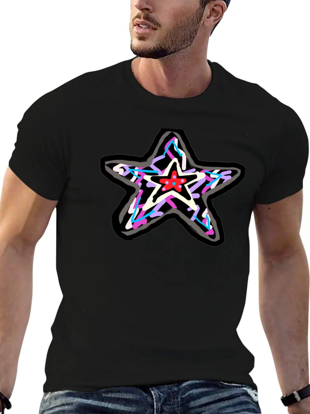 Star Graphic Print Black T-Shirt product image 5