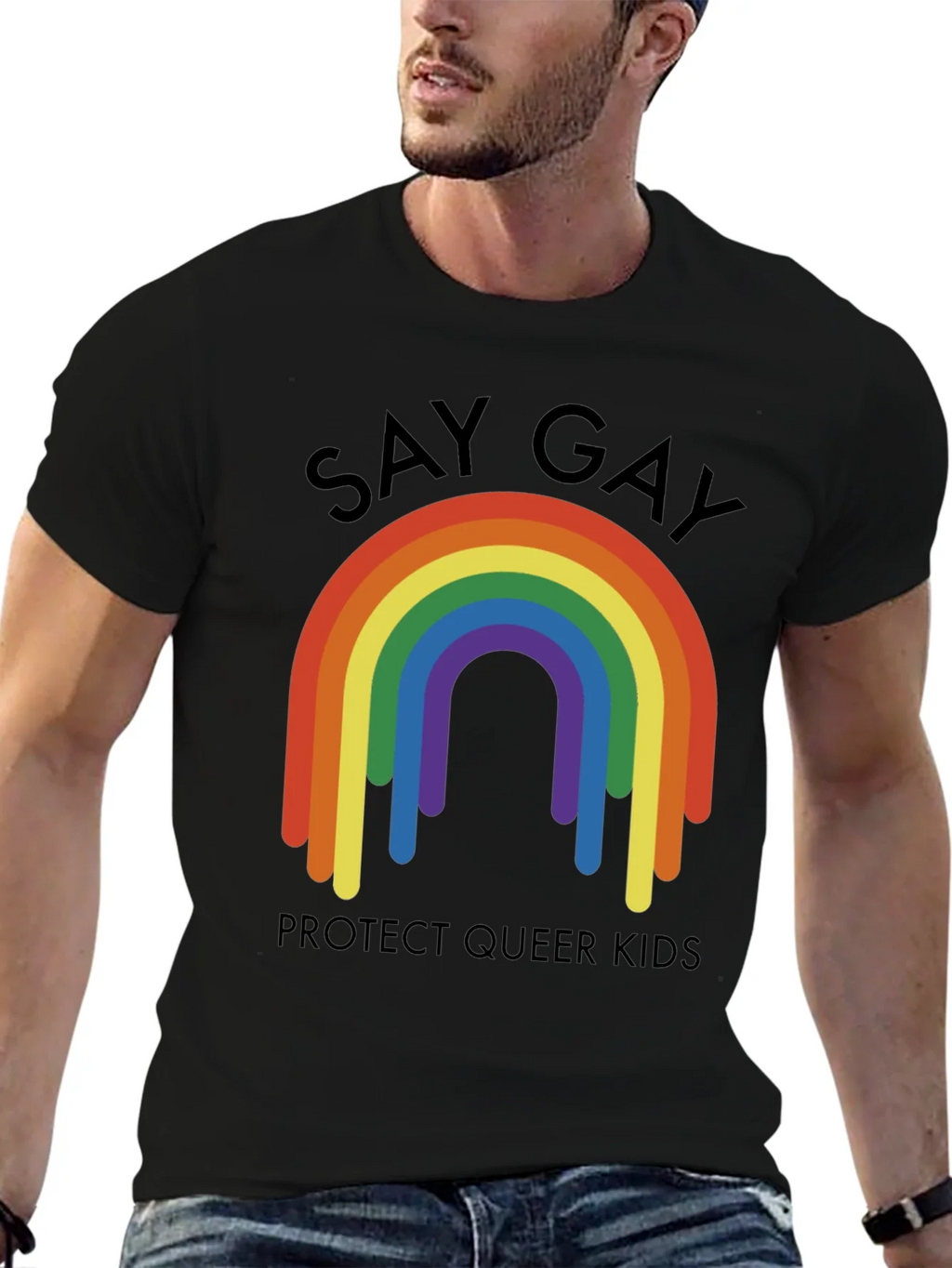 Say Gay Protect Queer Kids Rainbow T-Shirt product image 6