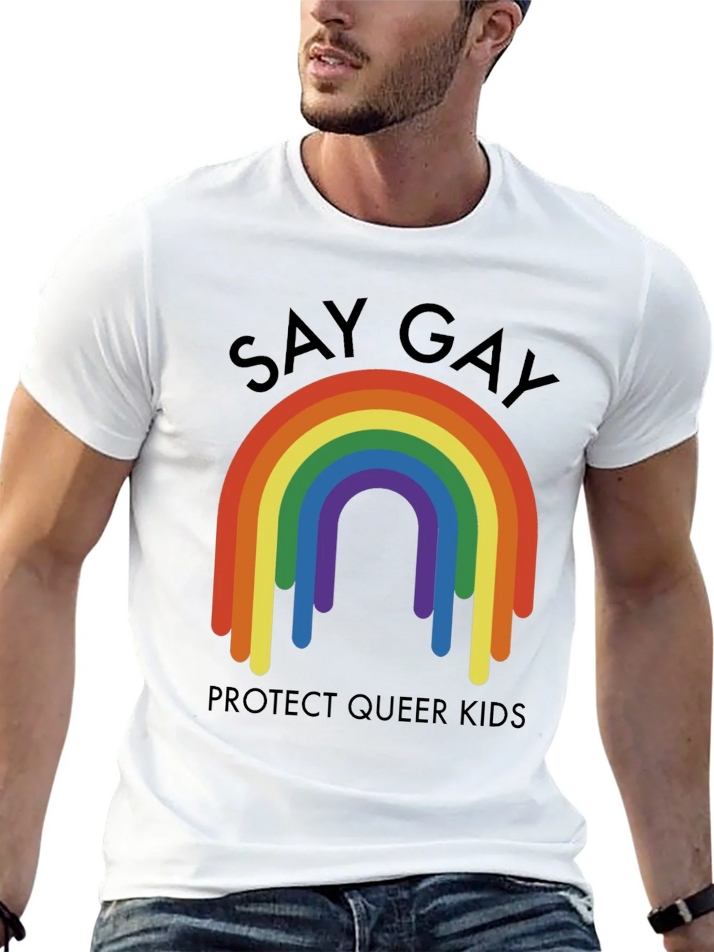Say Gay Protect Queer Kids Rainbow T-Shirt product image 12