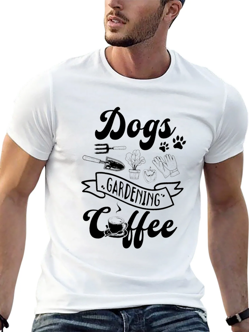 Dogs Gardening Coffee Black Graphic Tee product image 12