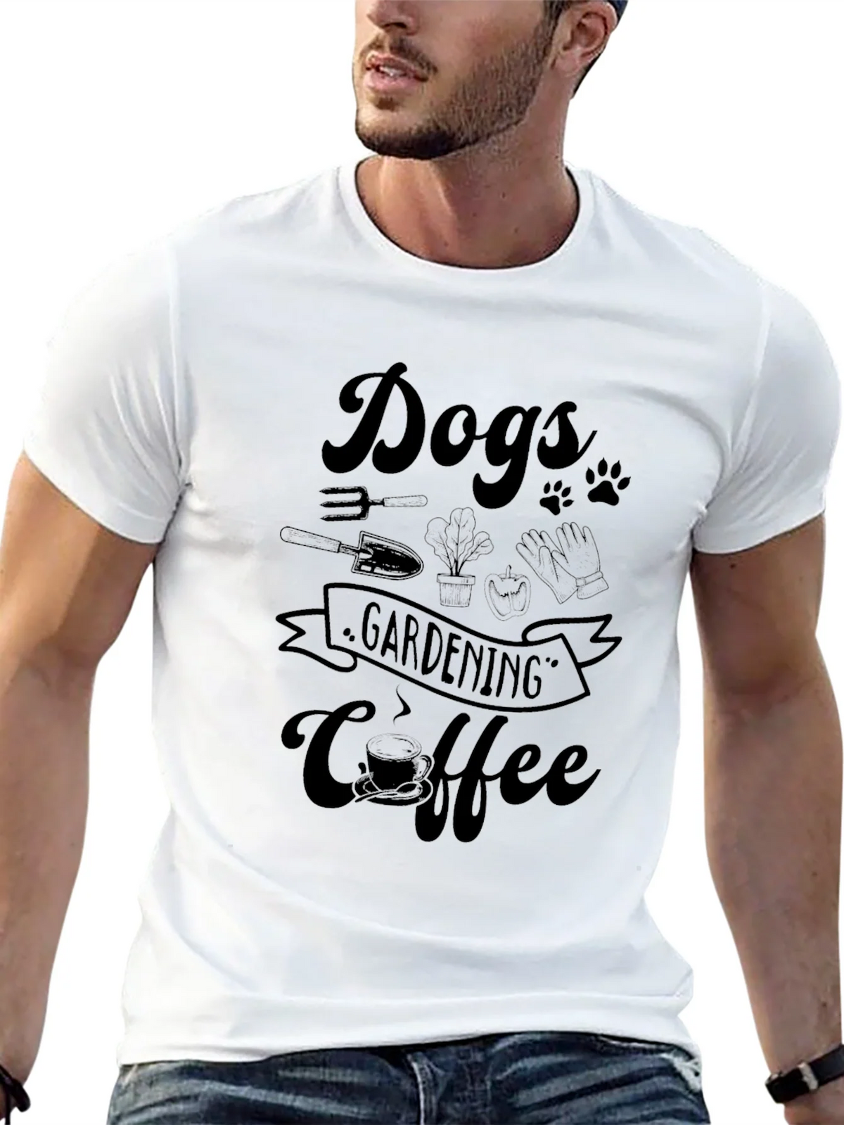Dogs Gardening Coffee Black Graphic Tee product image 12