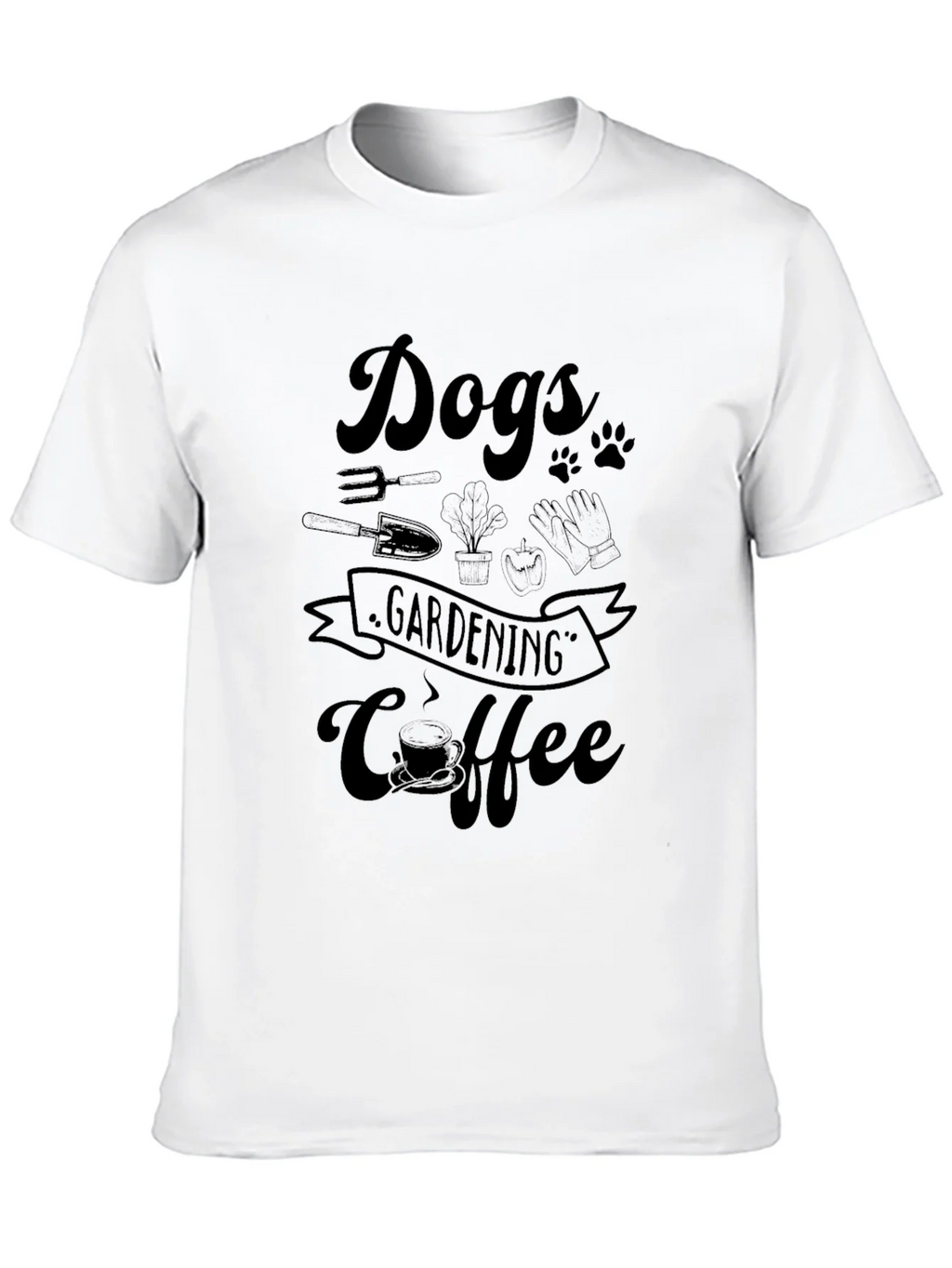 Dogs Gardening Coffee Black Graphic Tee product image 9