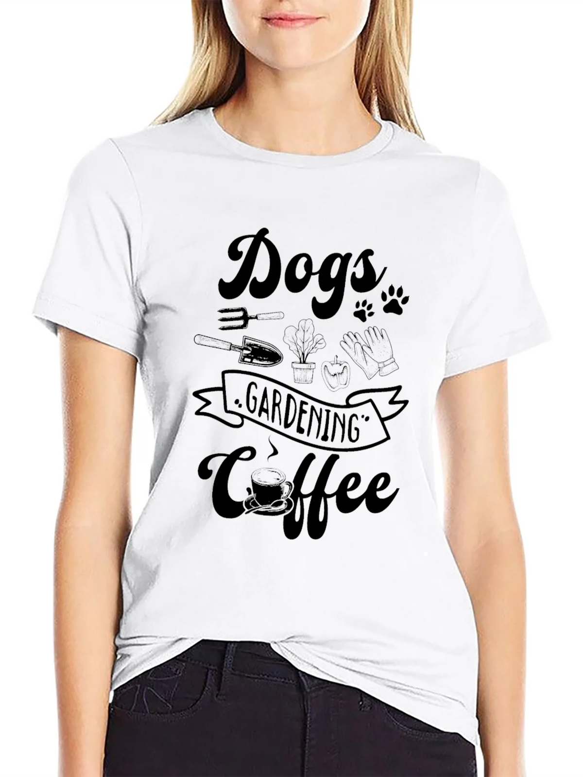 Dogs Gardening Coffee Black Graphic Tee product image 8