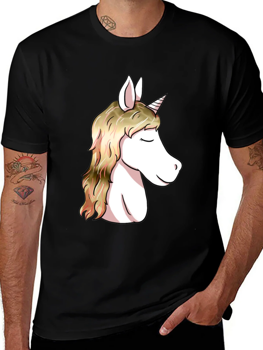 Unicorn Graphic Black T-Shirt | Stylish Mens Tee product image 1