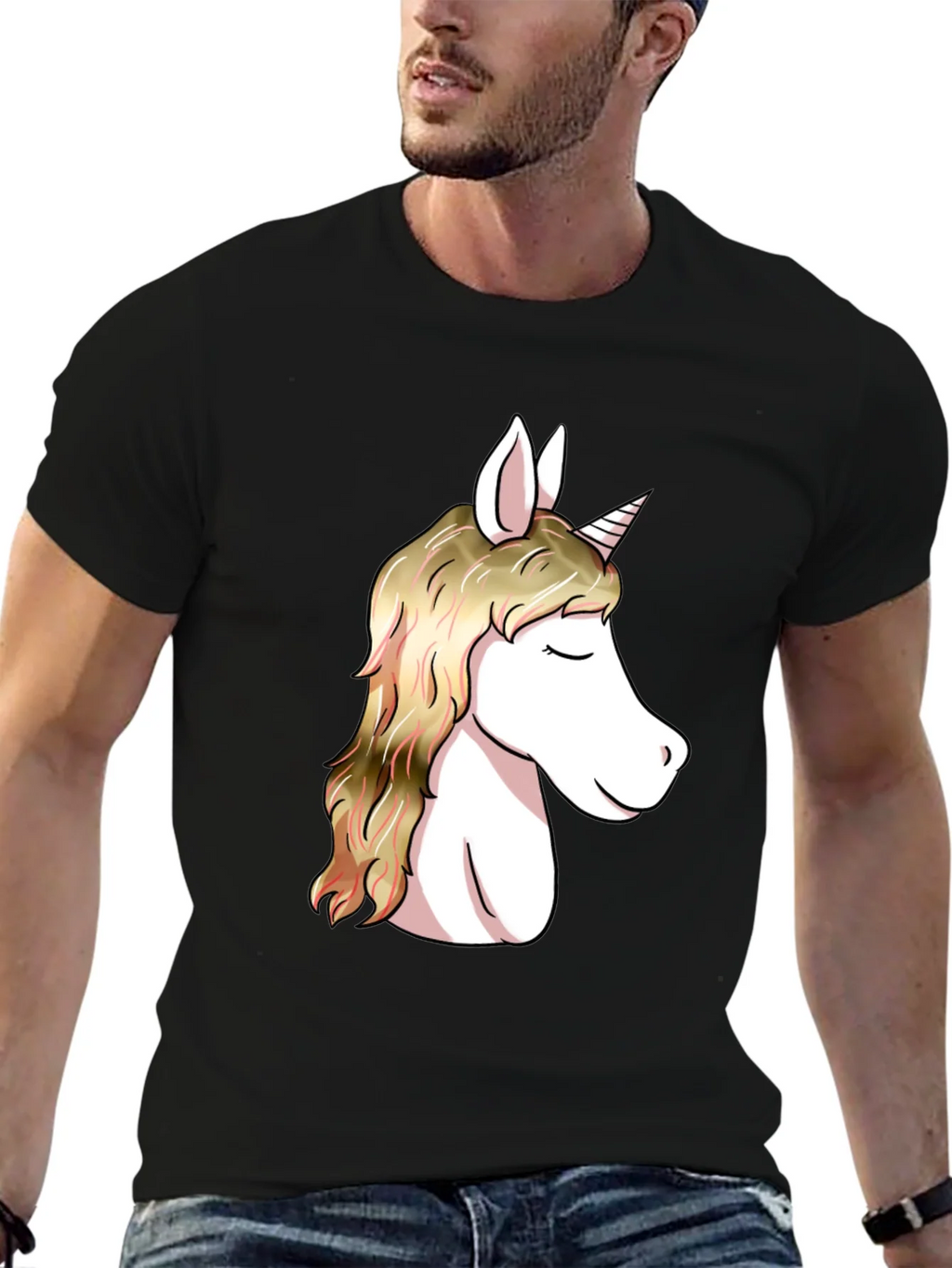 Unicorn Graphic Black T-Shirt | Stylish Mens Tee product image 6