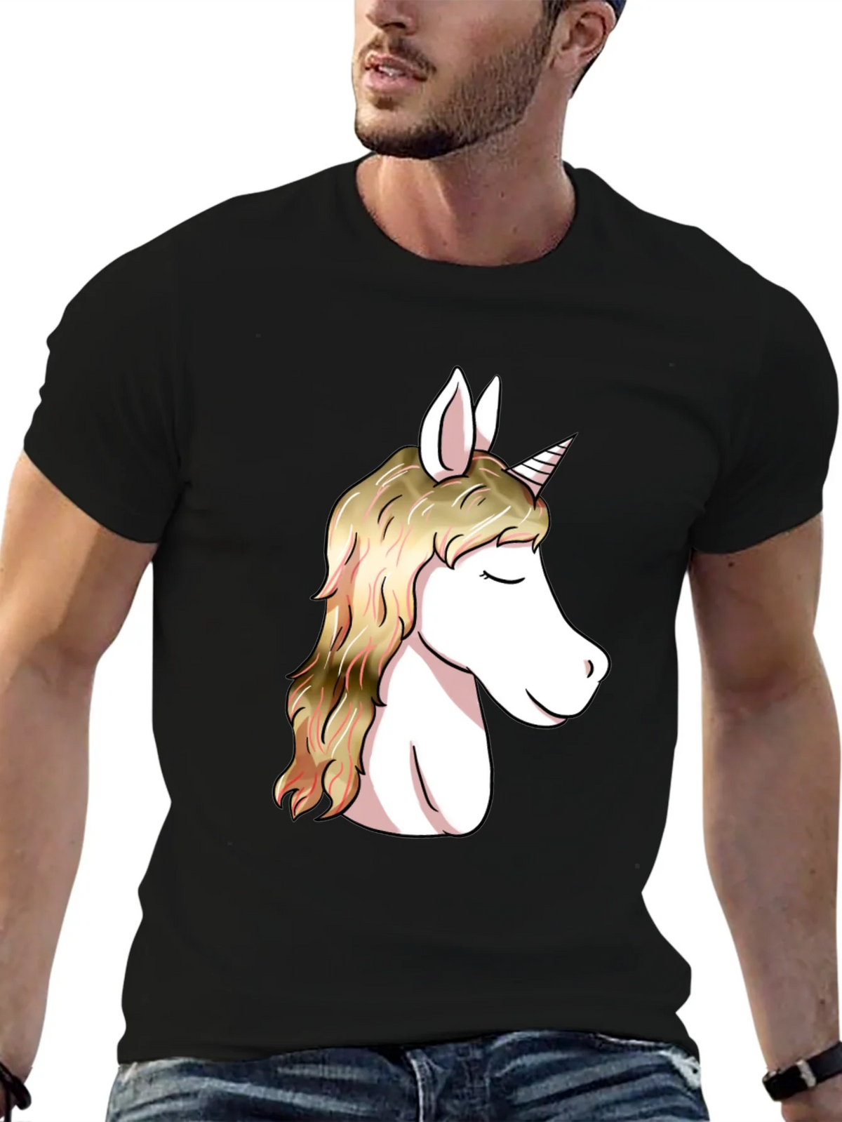 Unicorn Graphic Black T-Shirt | Stylish Mens Tee product image 6