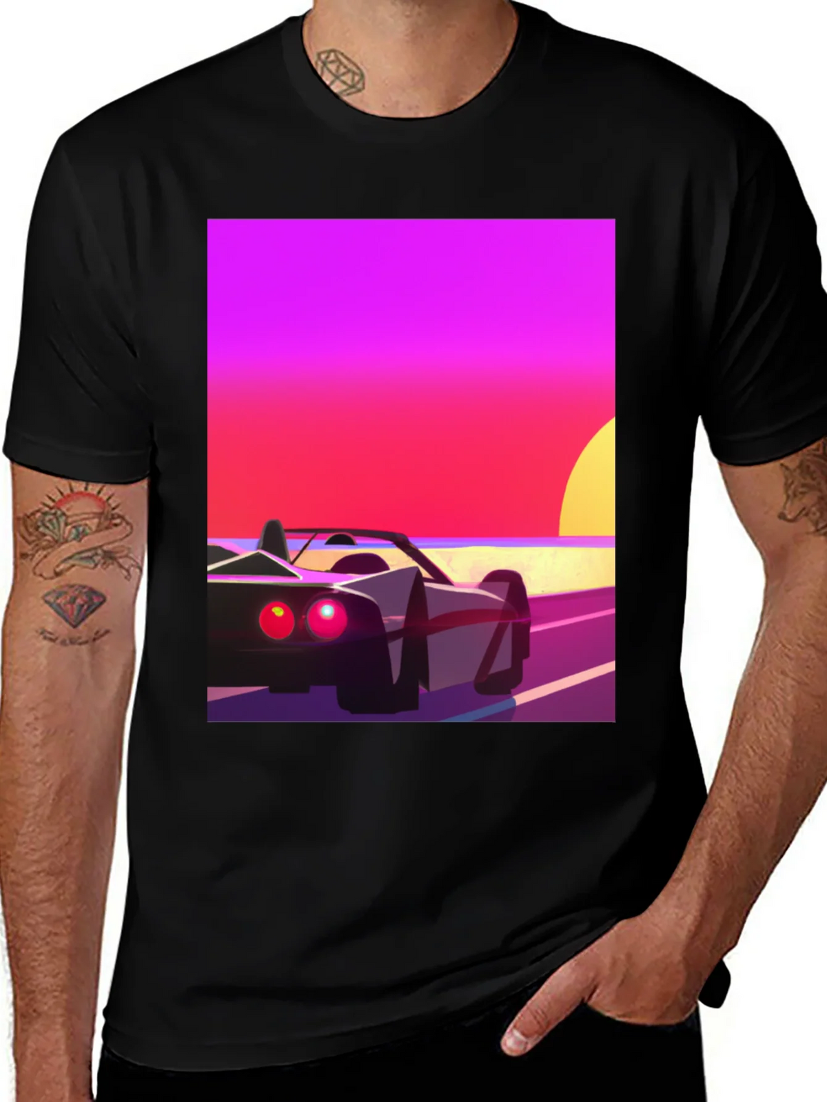 Retro Sunset Car Graphic T-Shirt product image 1