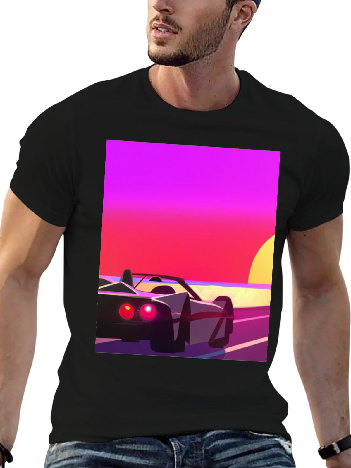 Retro Sunset Car Graphic T-Shirt product image 6