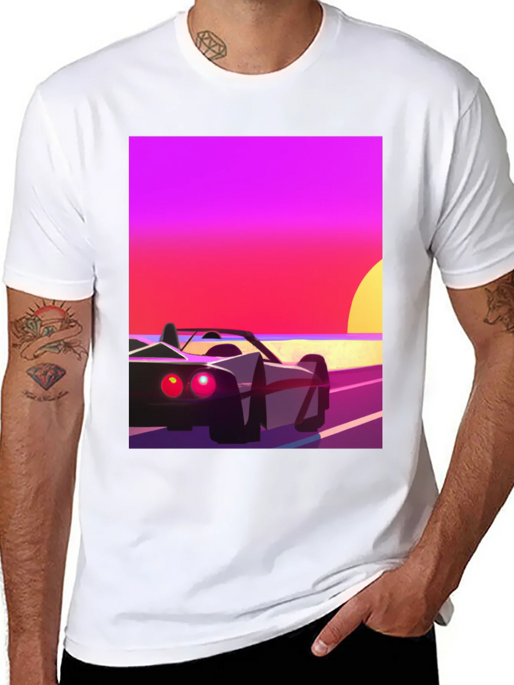 Retro Sunset Car Graphic T-Shirt product image 7