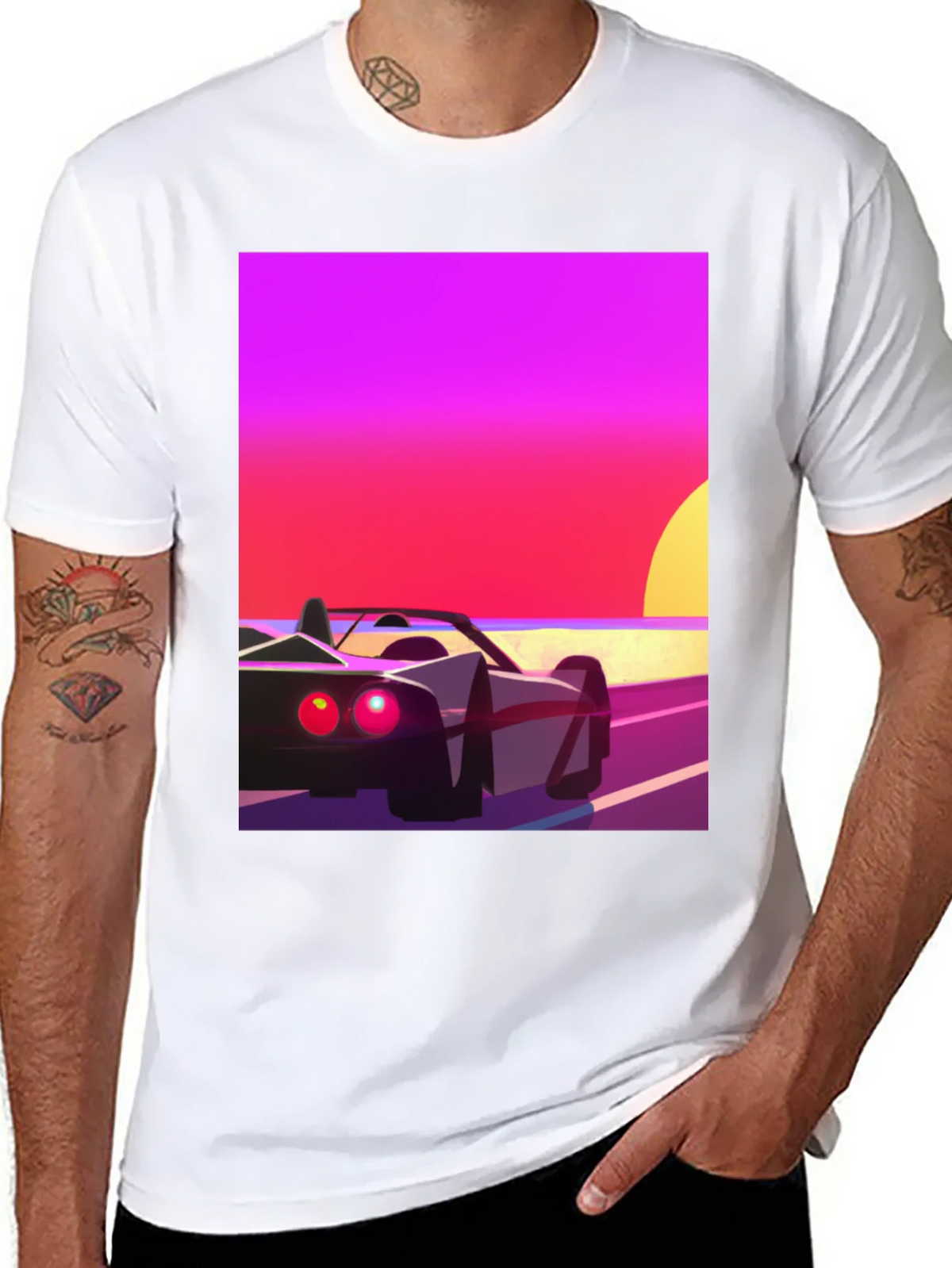 Retro Sunset Car Graphic T-Shirt product image 7