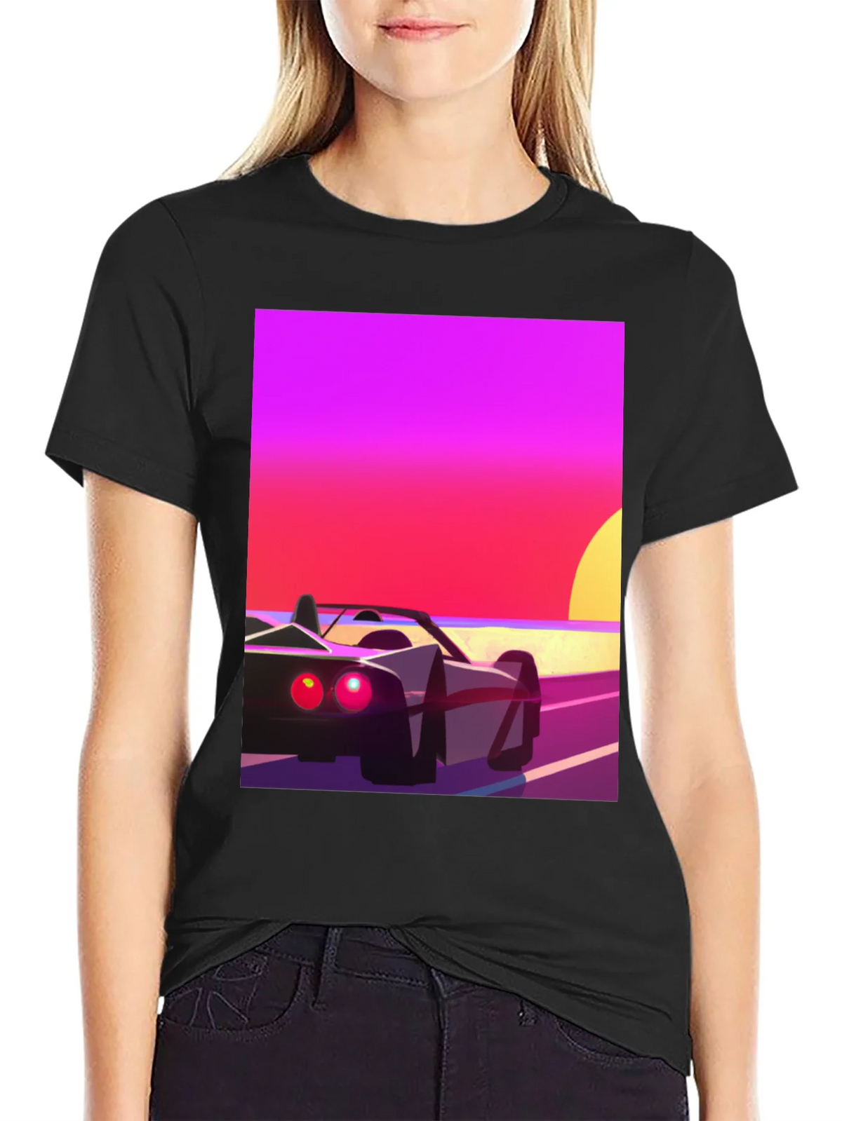 Retro Sunset Car Graphic T-Shirt product image 2