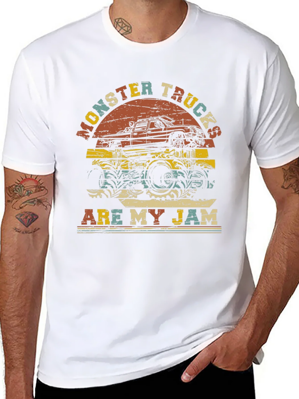 Monster Trucks Are My Jam Retro Graphic T-Shirt product image 7