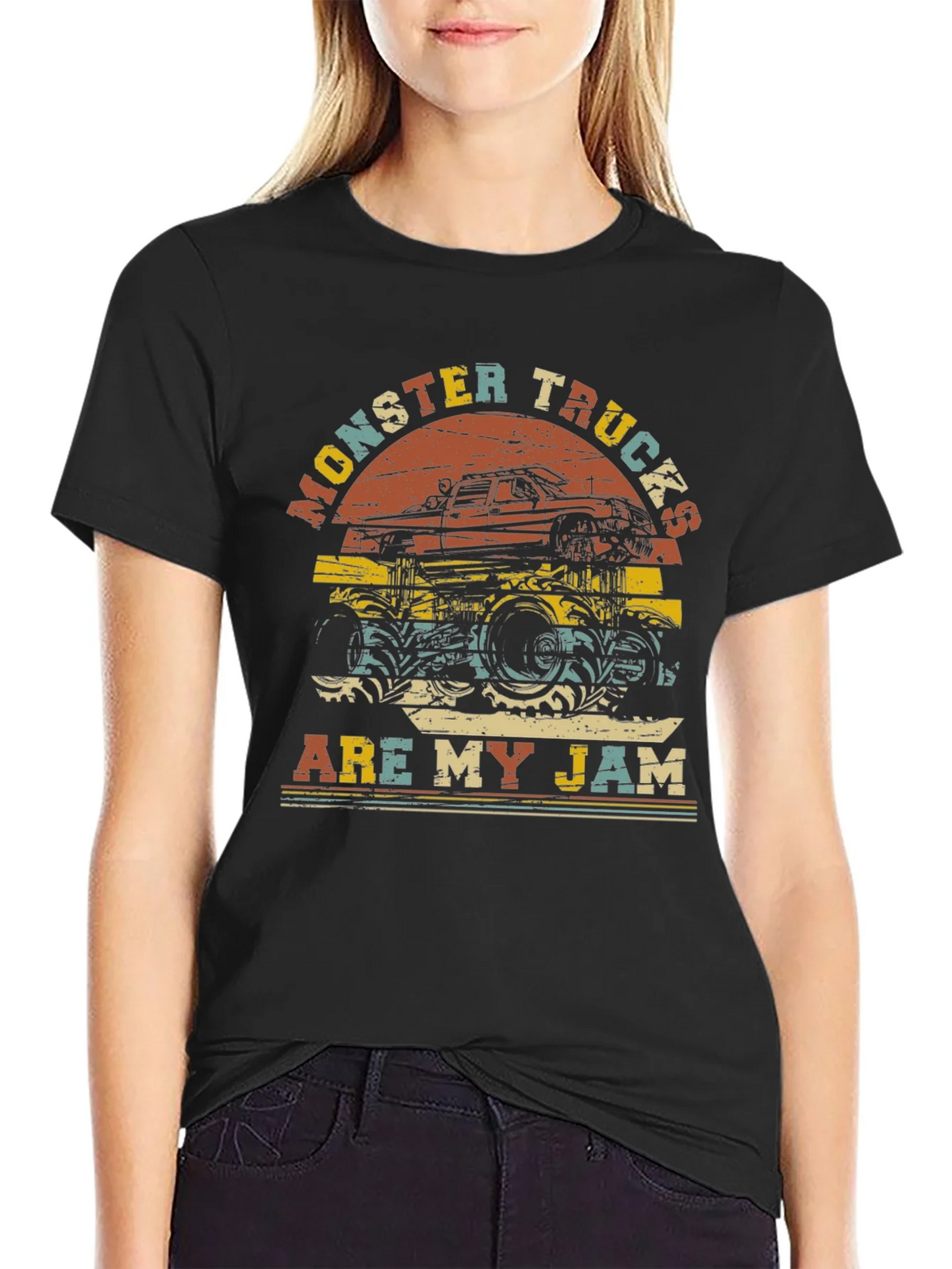 Monster Trucks Are My Jam Retro Graphic T-Shirt product image 2