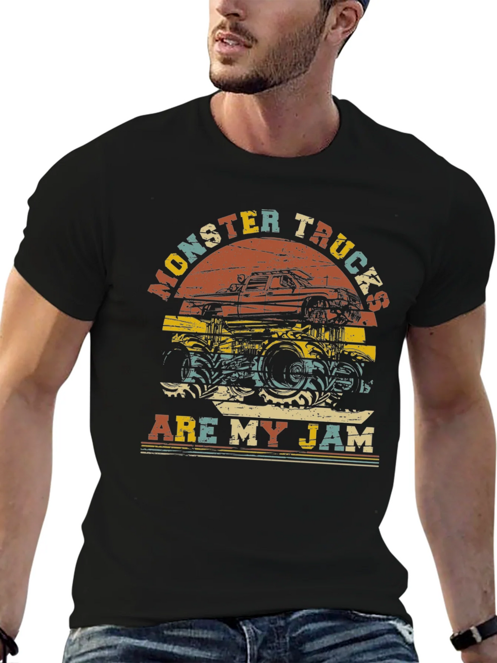 Monster Trucks Are My Jam Retro Graphic T-Shirt product image 6