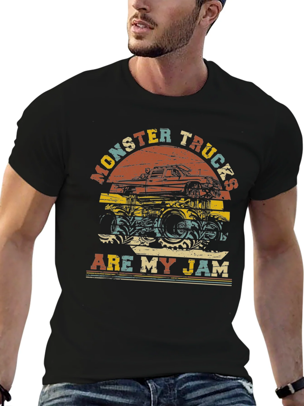 Monster Trucks Are My Jam Retro Graphic T-Shirt product image 6
