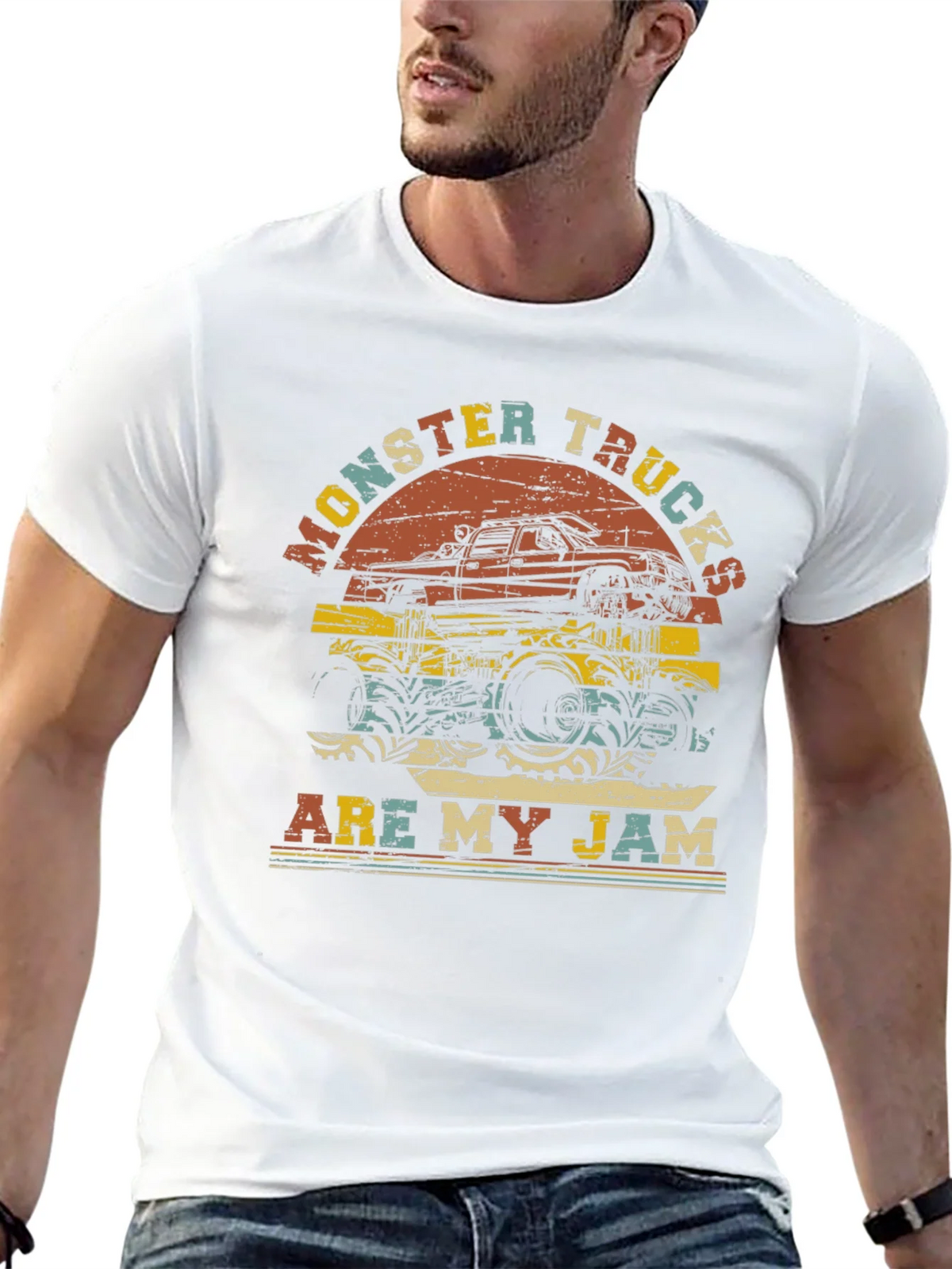 Monster Trucks Are My Jam Retro Graphic T-Shirt product image 12