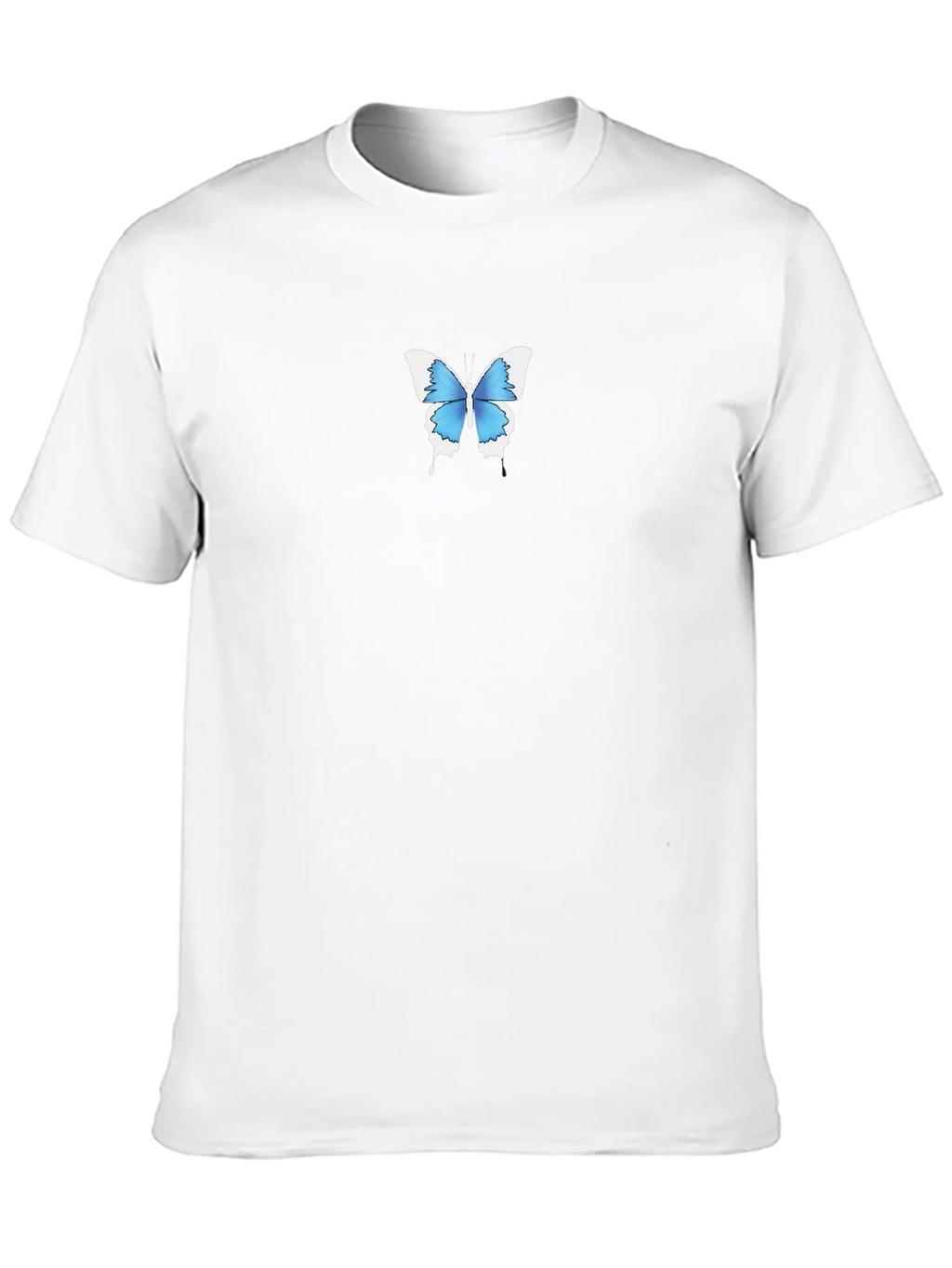 Mens Black T-Shirt with Blue Butterfly Graphic product image 9