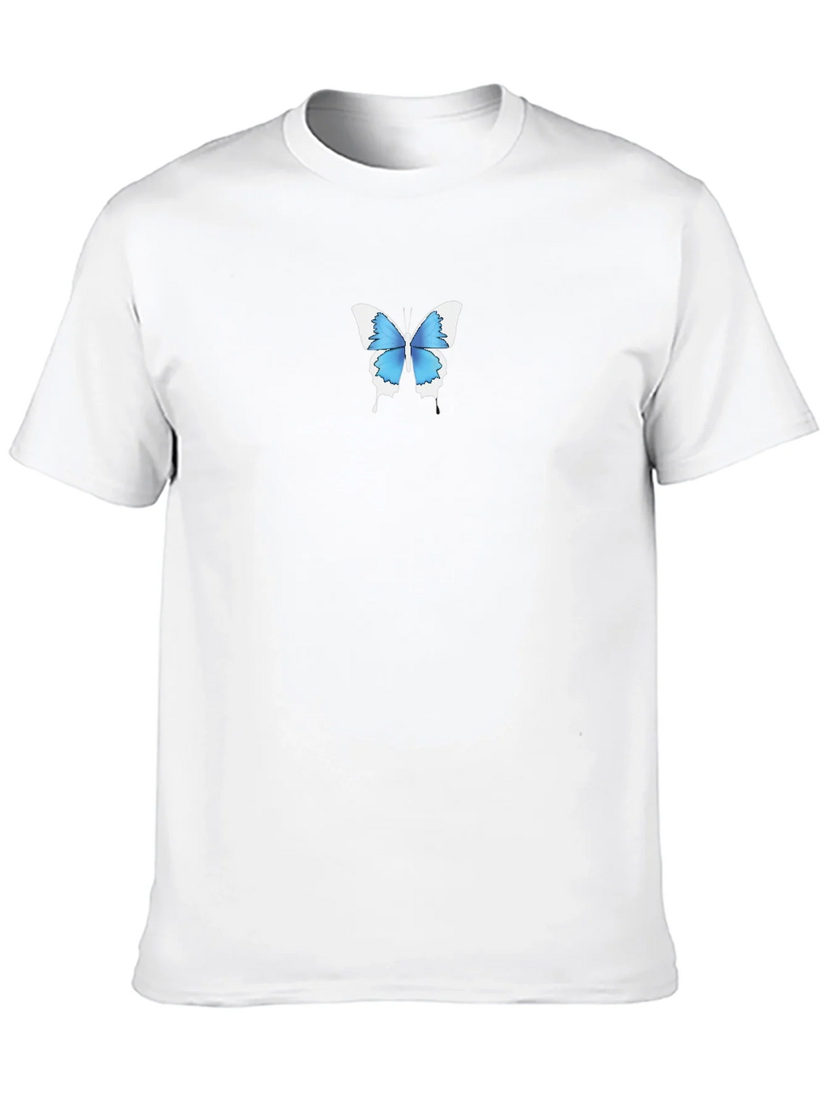 Mens Black T-Shirt with Blue Butterfly Graphic product image 9