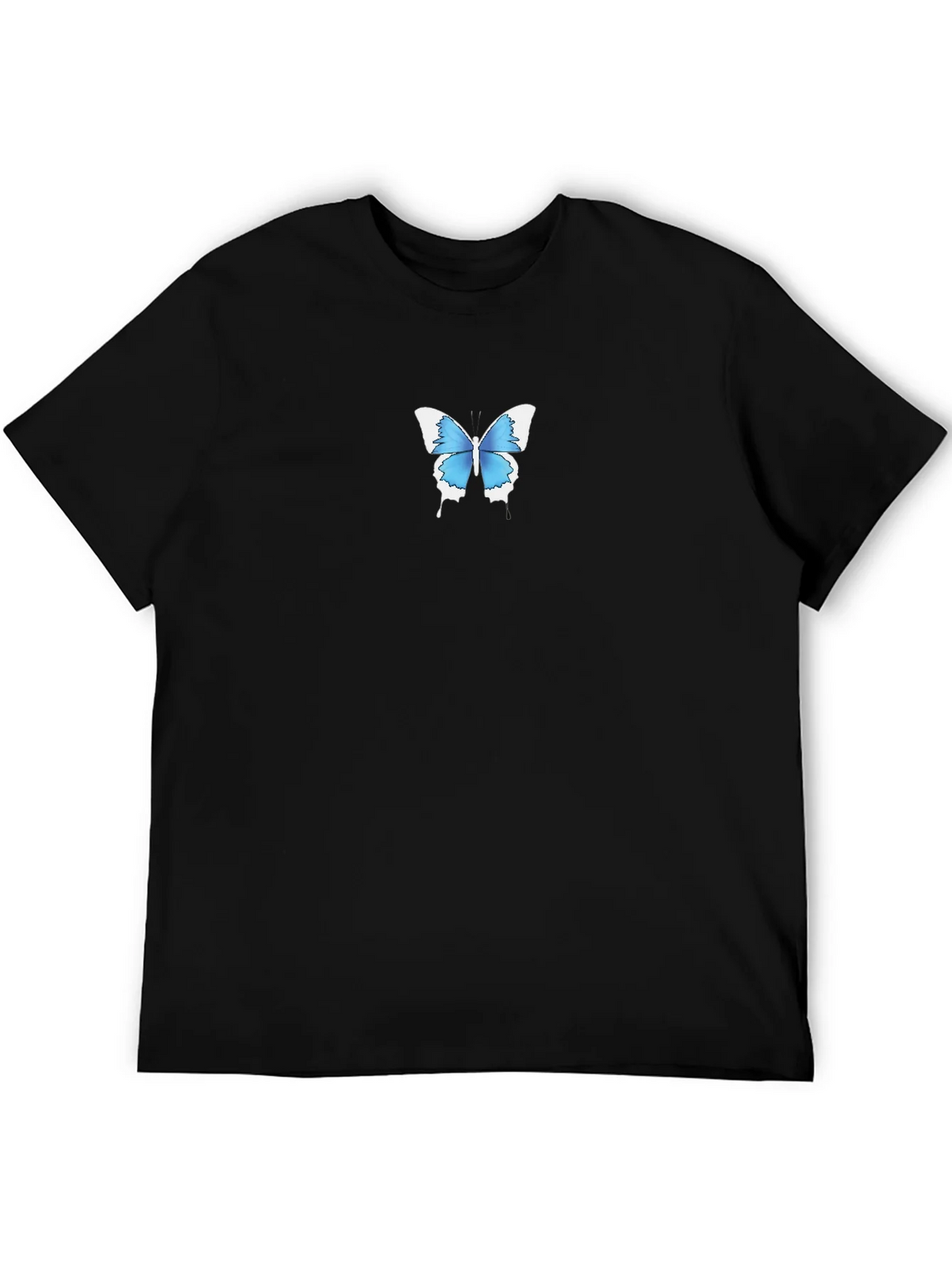 Mens Black T-Shirt with Blue Butterfly Graphic product image 5