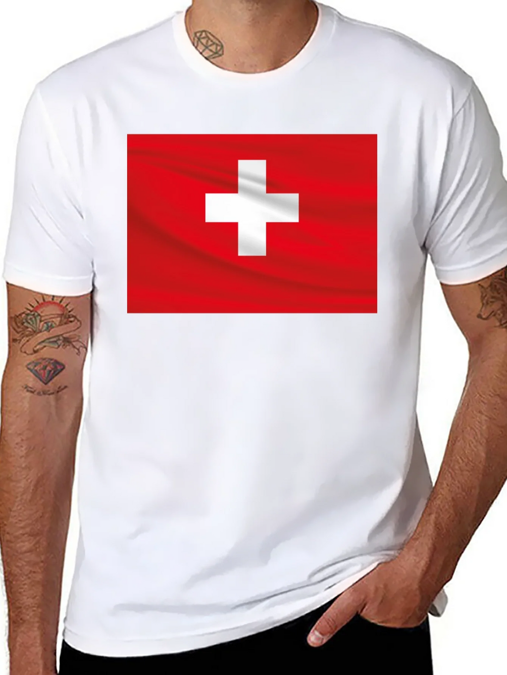Swiss Flag Graphic Black T-Shirt product image 7