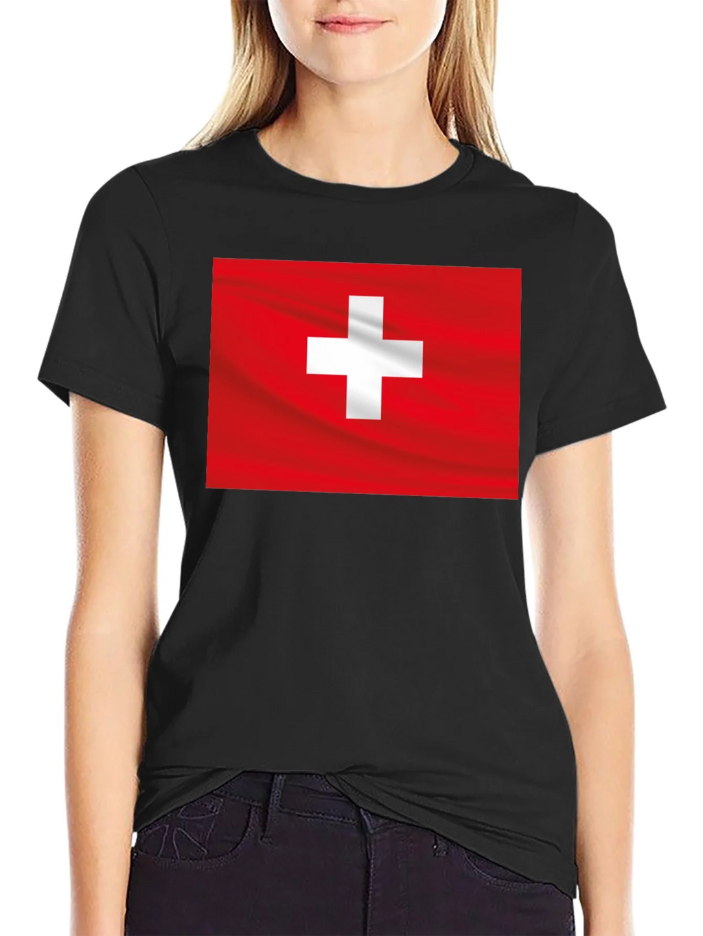 Swiss Flag Graphic Black T-Shirt product image 2